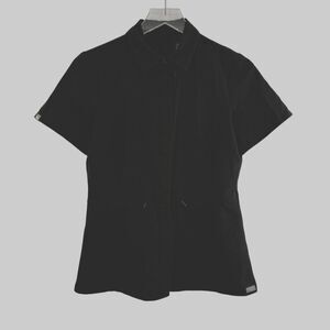 Figs Malindi Top Black Technical Collection Tailored XS Pockets Collared